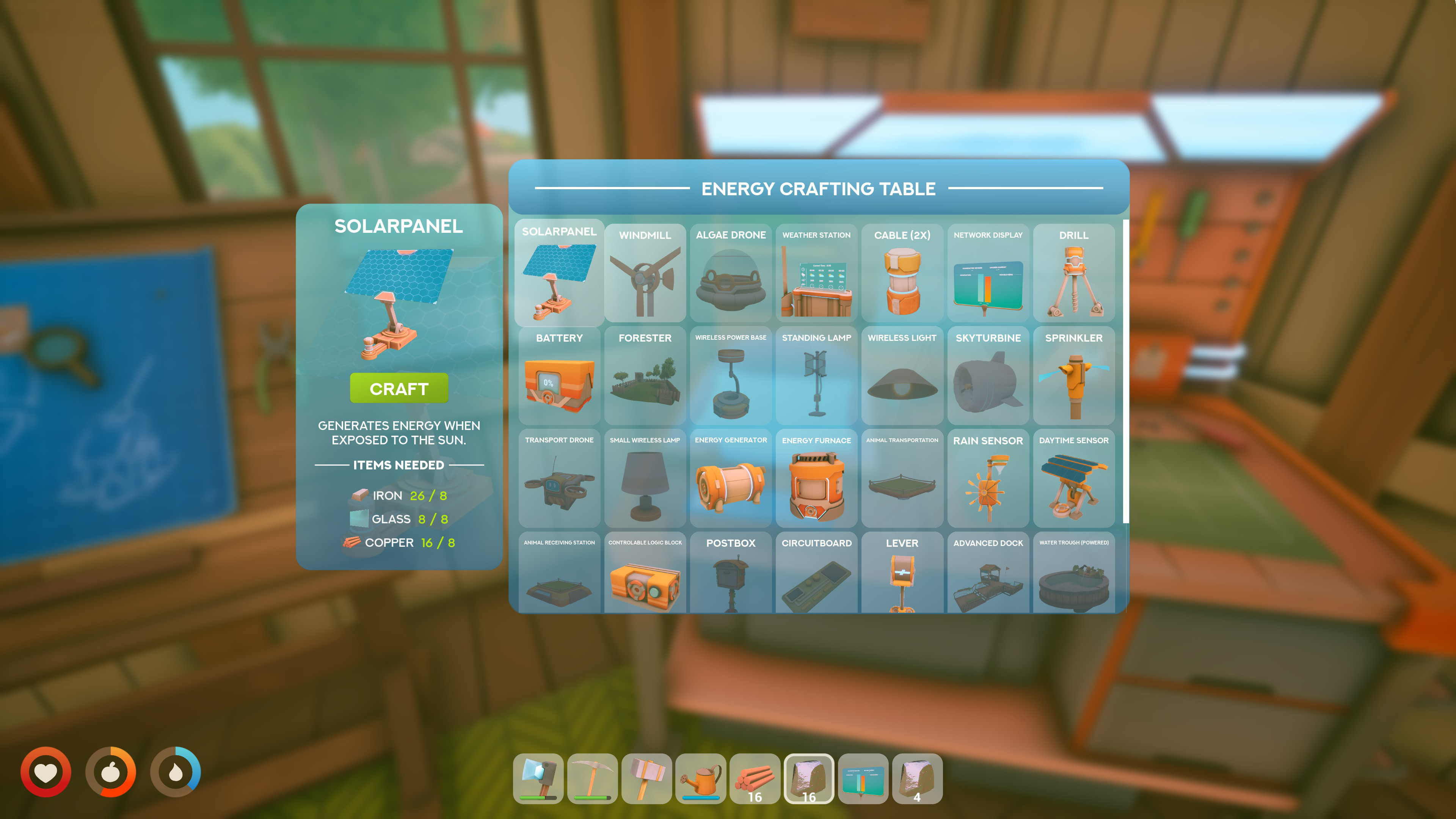 Energy crafting table in Solarpunk
